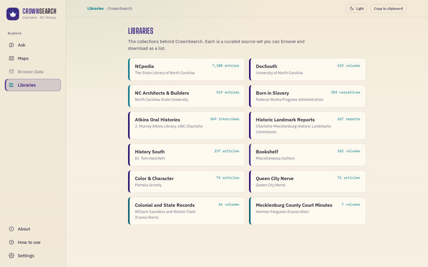 CrownSearch — the library collections behind the archive